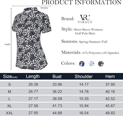 Viracy المرأة قمصان غولف قصيرة الأكمام الجانب انقسامات فضفاضة المناسب 1/4 زمم قميص بولو حماية من الأشعة فوق البنفسجية سريعة الجافة ملابس علوية رياضية in Kuwait