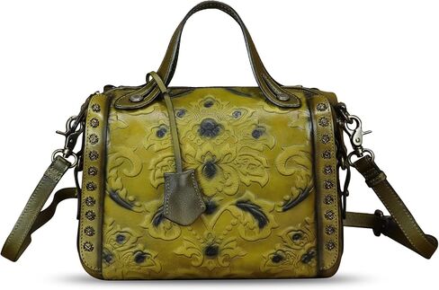 Genuine Leather Satchel for Women Embossed Leather Handbag Top Handle Bags Handmade Bag Crossbody Purses in Saudi Arabia