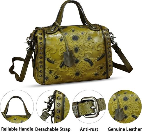 Genuine Leather Satchel for Women Embossed Leather Handbag Top Handle Bags Handmade Bag Crossbody Purses in Saudi Arabia