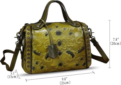 Genuine Leather Satchel for Women Embossed Leather Handbag Top Handle Bags Handmade Bag Crossbody Purses in Saudi Arabia