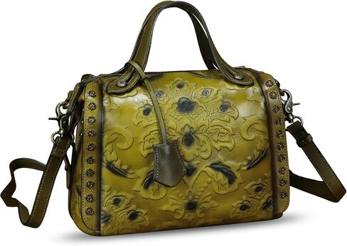 Genuine Leather Satchel for Women Embossed Leather Handbag Top Handle Bags Handmade Bag Crossbody Purses in Saudi Arabia