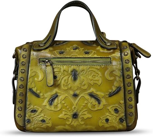 Genuine Leather Satchel for Women Embossed Leather Handbag Top Handle Bags Handmade Bag Crossbody Purses in Saudi Arabia