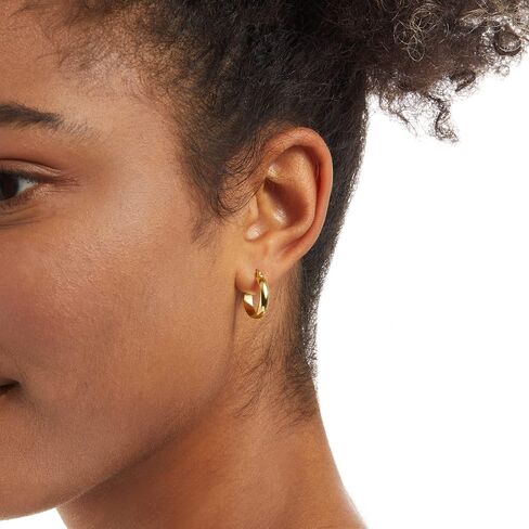 Amazon Essentials 14K Gold or Sterling Silver Plated Polished Dome Hoop in Saudi Arabia
