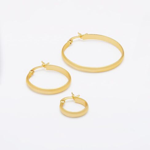 Amazon Essentials 14K Gold or Sterling Silver Plated Polished Dome Hoop in Saudi Arabia