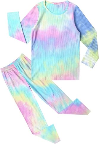 طقم بيجامات للفتيات من CHILDRENSTAR للجنسين من القطن المضلع المصبوغ بأكمام طويلة in Kuwait