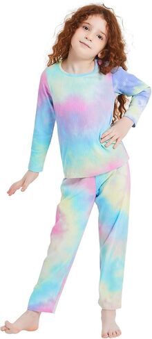 طقم بيجامات للفتيات من CHILDRENSTAR للجنسين من القطن المضلع المصبوغ بأكمام طويلة in Kuwait