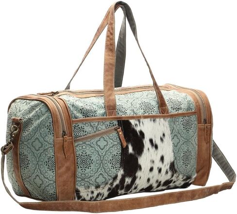 Myra Bag Floral Cowhide & Upcycled Canvas Travel Bag S-1160 in Kuwait