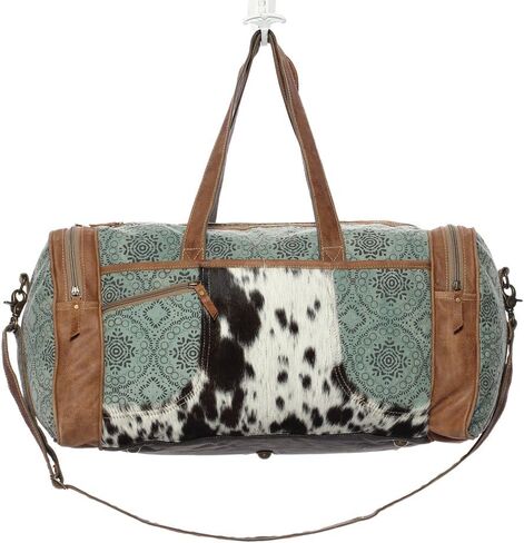 Myra Bag Floral Cowhide & Upcycled Canvas Travel Bag S-1160 in Kuwait