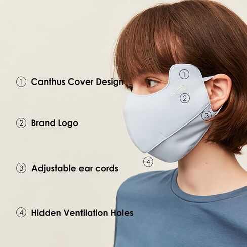 Sun Protection UPF 50+ UV Face Cover Summer Face Mask Neck Gaiter with Ear Loops SLN3M308 in Kuwait