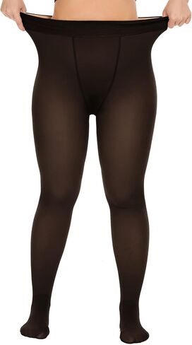 Zando Fleece Lined Tights Women Fake Translucent Thermal Pantyhose High Waist Stretchy Winter Warm Sheer Leggings in Saudi Arabia