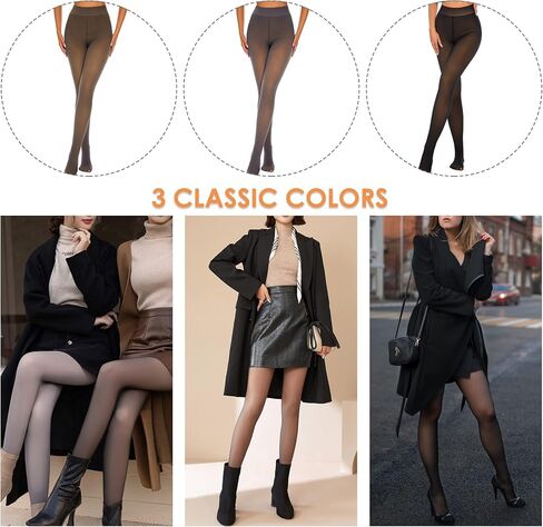 Zando Fleece Lined Tights Women Fake Translucent Thermal Pantyhose High Waist Stretchy Winter Warm Sheer Leggings in Saudi Arabia