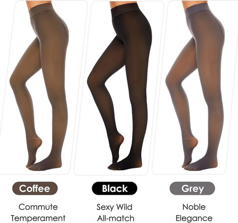 Zando Fleece Lined Tights Women Fake Translucent Thermal Pantyhose High Waist Stretchy Winter Warm Sheer Leggings in Saudi Arabia