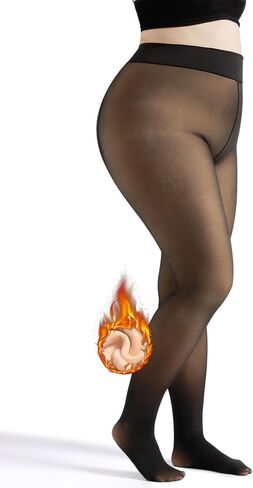 جوارب طويلة نسائية دافئة من LASETA مبطنة بالصوف، جوارب طويلة شفافة سوداء شفافة عالية الخصر للتحكم في الشتاء in Kuwait