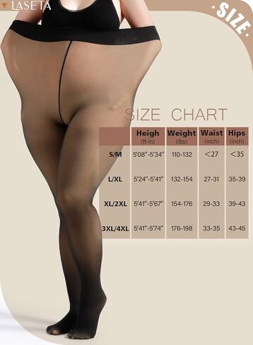 جوارب طويلة نسائية دافئة من LASETA مبطنة بالصوف، جوارب طويلة شفافة سوداء شفافة عالية الخصر للتحكم في الشتاء in Kuwait