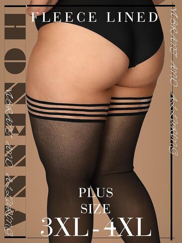 جوارب HONENNA مقاس كبير مبطنة بالصوف، جوارب عالية للفخذ، 6+ ألوان شفافة غير شفافة تبقى في الشتاء الدافئ للنساء in Kuwait