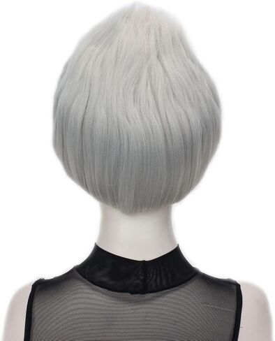 QACCF Men and Women Unisex Short Straight Yaki Realistic Halloween Costume Cosplay Wig (Blue) in Saudi Arabia