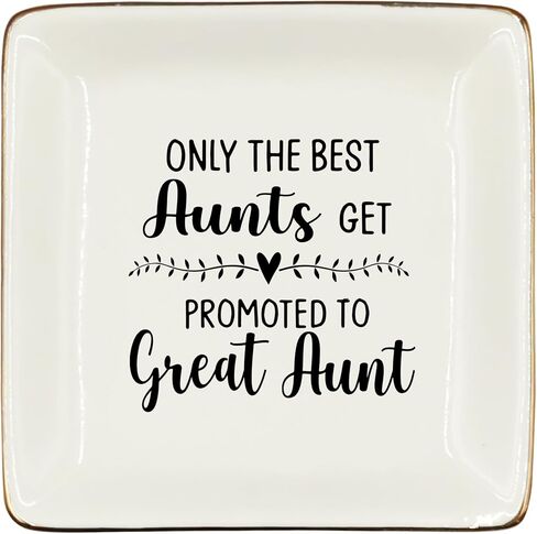 WODMIS 242-Hh-Ssp Aunt Gifts Ceramic Jewelry Tray, Only The Best Aunts Get Promoted To Great Aunt Jewelry Plate Dish, New Aunt Ring Trinket Dish, Aunt Pregnancy Announcement Gifts For,Gifts For Aunt in Saudi Arabia
