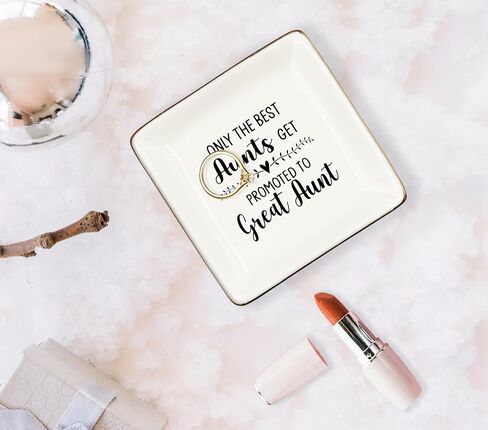 WODMIS 242-Hh-Ssp Aunt Gifts Ceramic Jewelry Tray, Only The Best Aunts Get Promoted To Great Aunt Jewelry Plate Dish, New Aunt Ring Trinket Dish, Aunt Pregnancy Announcement Gifts For,Gifts For Aunt in Saudi Arabia