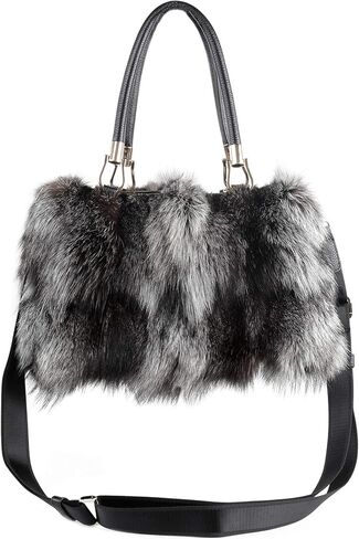 حقيبة يد نسائية من فرو الثعلب على شكل سلسلة من فرو ستوري، حقيبة كتف غامقة للنساء، حقيبة كبيرة منفوشة لطيفة in Kuwait