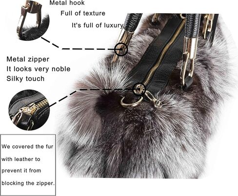 حقيبة يد نسائية من فرو الثعلب على شكل سلسلة من فرو ستوري، حقيبة كتف غامقة للنساء، حقيبة كبيرة منفوشة لطيفة in Kuwait