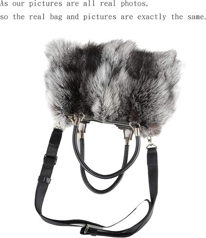 حقيبة يد نسائية من فرو الثعلب على شكل سلسلة من فرو ستوري، حقيبة كتف غامقة للنساء، حقيبة كبيرة منفوشة لطيفة in Kuwait