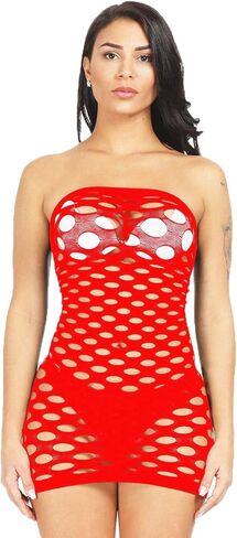 فستان LemonGirl النسائي الشبكي شبكة صيد السمك بيبي دول قصير مقاس موحد in Kuwait