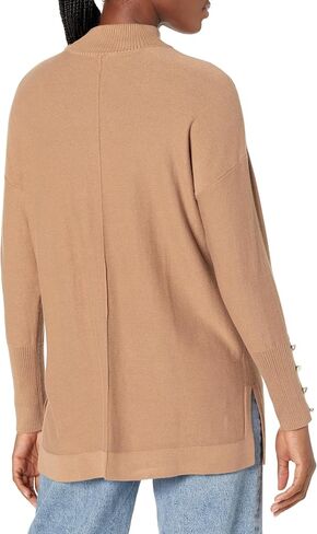 Anne Klein Women's Mock Neck Sweater Long Sleeve with Buttons in Kuwait