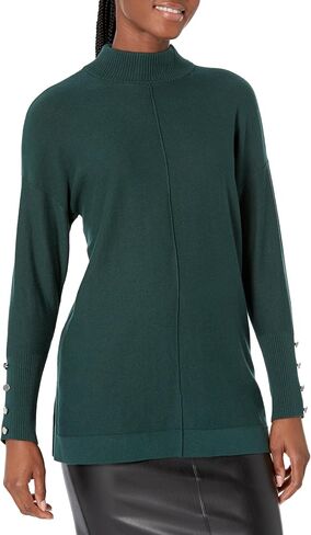 Anne Klein Women's Mock Neck Sweater Long Sleeve with Buttons in Kuwait