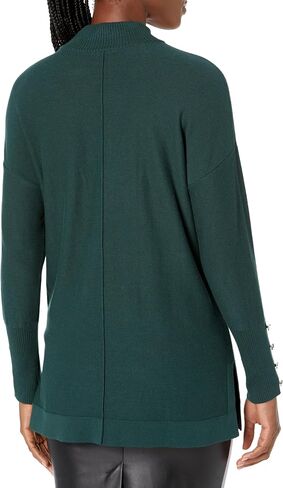 Anne Klein Women's Mock Neck Sweater Long Sleeve with Buttons in Kuwait