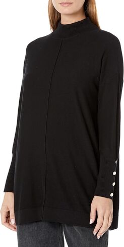 Anne Klein Women's Mock Neck Sweater Long Sleeve with Buttons in Kuwait