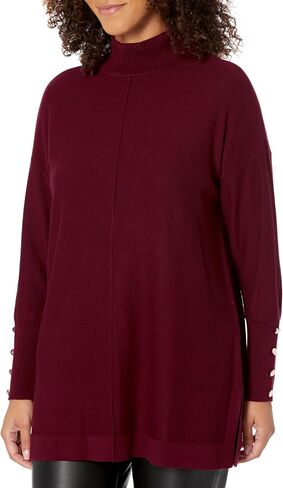 Anne Klein Women's Mock Neck Sweater Long Sleeve with Buttons in Kuwait