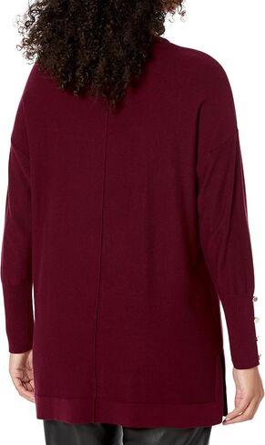Anne Klein Women's Mock Neck Sweater Long Sleeve with Buttons in Kuwait