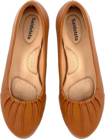 Saidoteto Women's Flats Dress Shoes Pointed Toe Comfortable Ballet Flat Dressy Shoes. Brown Size 10.5 W220418 in Kuwait