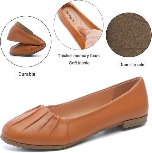 Saidoteto Women's Flats Dress Shoes Pointed Toe Comfortable Ballet Flat Dressy Shoes. Brown Size 10.5 W220418 in Kuwait
