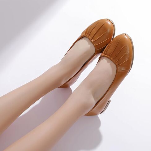 Saidoteto Women's Flats Dress Shoes Pointed Toe Comfortable Ballet Flat Dressy Shoes. Brown Size 10.5 W220418 in Kuwait