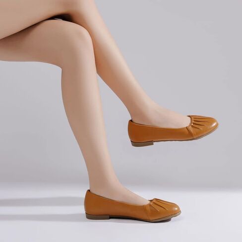 Saidoteto Women's Flats Dress Shoes Pointed Toe Comfortable Ballet Flat Dressy Shoes. Brown Size 10.5 W220418 in Kuwait