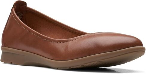 Clarks womens Jenette Ease Ballet Flat, Dark Tan Leather, 7.5 US in Saudi Arabia