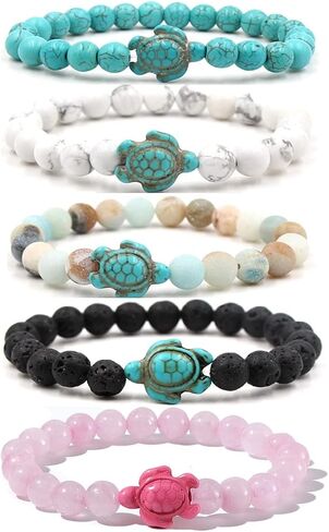 Caiyao 8mm Turquoise Sea Turtles Beads Bracelet Elastic Stretch Bracelet for Women Men in Saudi Arabia
