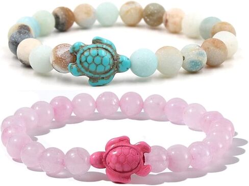 Caiyao 8mm Turquoise Sea Turtles Beads Bracelet Elastic Stretch Bracelet for Women Men in Saudi Arabia