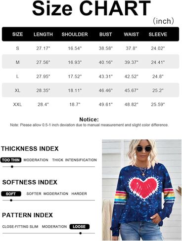 سويت شيرت لعيد الحب من SUPEYA للنساء بأكمام طويلة وربطة عنق بألوان قوس قزح وقميص مطبوع على شكل قلب بلوفر بياقة دائرية in Kuwait