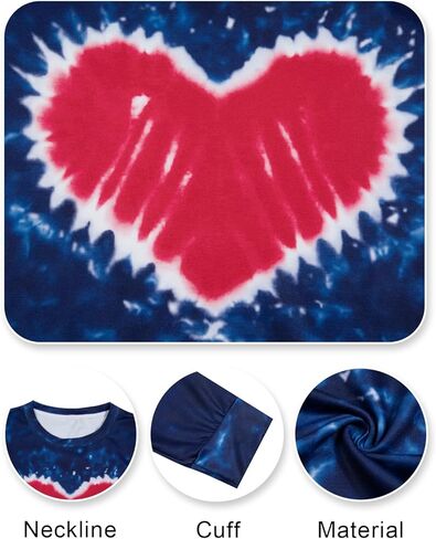 سويت شيرت لعيد الحب من SUPEYA للنساء بأكمام طويلة وربطة عنق بألوان قوس قزح وقميص مطبوع على شكل قلب بلوفر بياقة دائرية in Kuwait