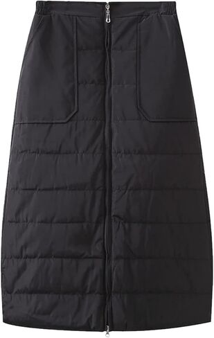 تنورة Fhniepan النسائية الشتوية المعزولة السميكة ثنائية الاتجاه بسحاب عالي الخصر مبطنة على شكل حرف A طويلة للأسفل in Kuwait