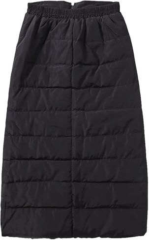 تنورة Fhniepan النسائية الشتوية المعزولة السميكة ثنائية الاتجاه بسحاب عالي الخصر مبطنة على شكل حرف A طويلة للأسفل in Kuwait