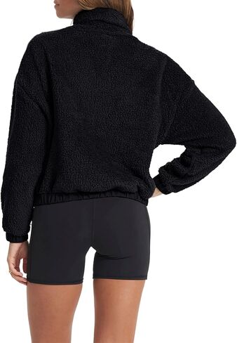 Lianlive سترات صوف شيربا للسيدات كاجوال كم طويل معطف شتوي غامض ملابس خارجية دافئة مع جيوب in Kuwait