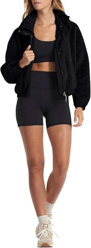 Lianlive سترات صوف شيربا للسيدات كاجوال كم طويل معطف شتوي غامض ملابس خارجية دافئة مع جيوب in Kuwait