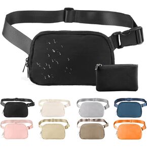 Lamumu Belt Bag for Women Men with Coin Purse & Long Strap, Black Fanny Packs for Women Cross Body, Black Crossbody Bag for Women Trendy-Fashion Waist Packs/Bum Bag/Waist Bag