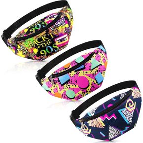 Ylinge 3 قطع 80s 90s Fanny Pack Retro الخصر حزم قابل للتعديل عارضة الخصر حقيبة النيون خمر المشي لمسافات طويلة حزام الخصر حزم لجميع القديسين ماردي غرا الرجال النساء كرنفال يوم الكتاب العالمي الملحقات (نمط الرواية) in Kuwait