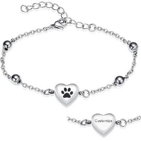 Imrsanl Heart Urn Bracelet for Ashes for Women Girl Stainless Steel Pet Urn Bracelet Bangle for Ashes Cremation Jewelry Memorial Gifts