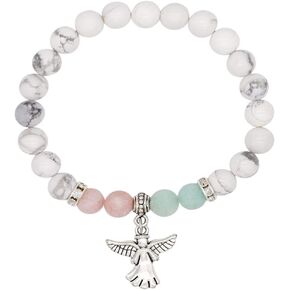 Fuqimanman2020 Guardian Angel Charm Bracelets for Women Crystal Beaded Stretch Bracelet Faith and Love Jewelry