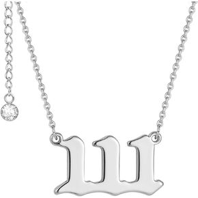 LEGENSTAR Angel Number Necklace 111 222 333 444 555 666 777 888 999 Necklace Gold silver Stainless Steel Angel Necklace with Simulated Diamond End Extra Chain Necklaces for Women